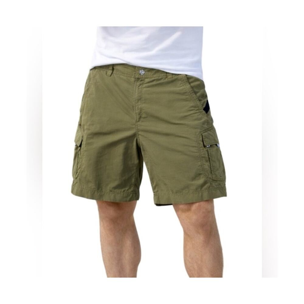 Oho Gear Shorts Mens Size L Olive Green Pockets Outdoor Fishing HIking Cargo EUC